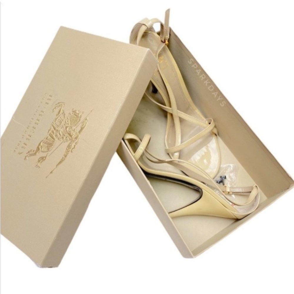 Burberry Nude Strappy Crisscross Sandal Heels | 9